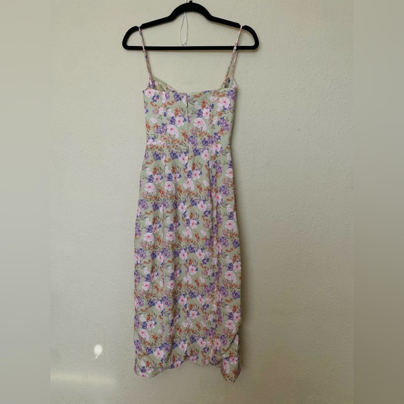 HOUSE OF CB 'Charlotte' Peony Print Midi Sundress green NWOT size XS - Picture 5 of 16